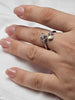 Heart opal leaf branch 925 sterling silver adjustable ring worn on the hand.