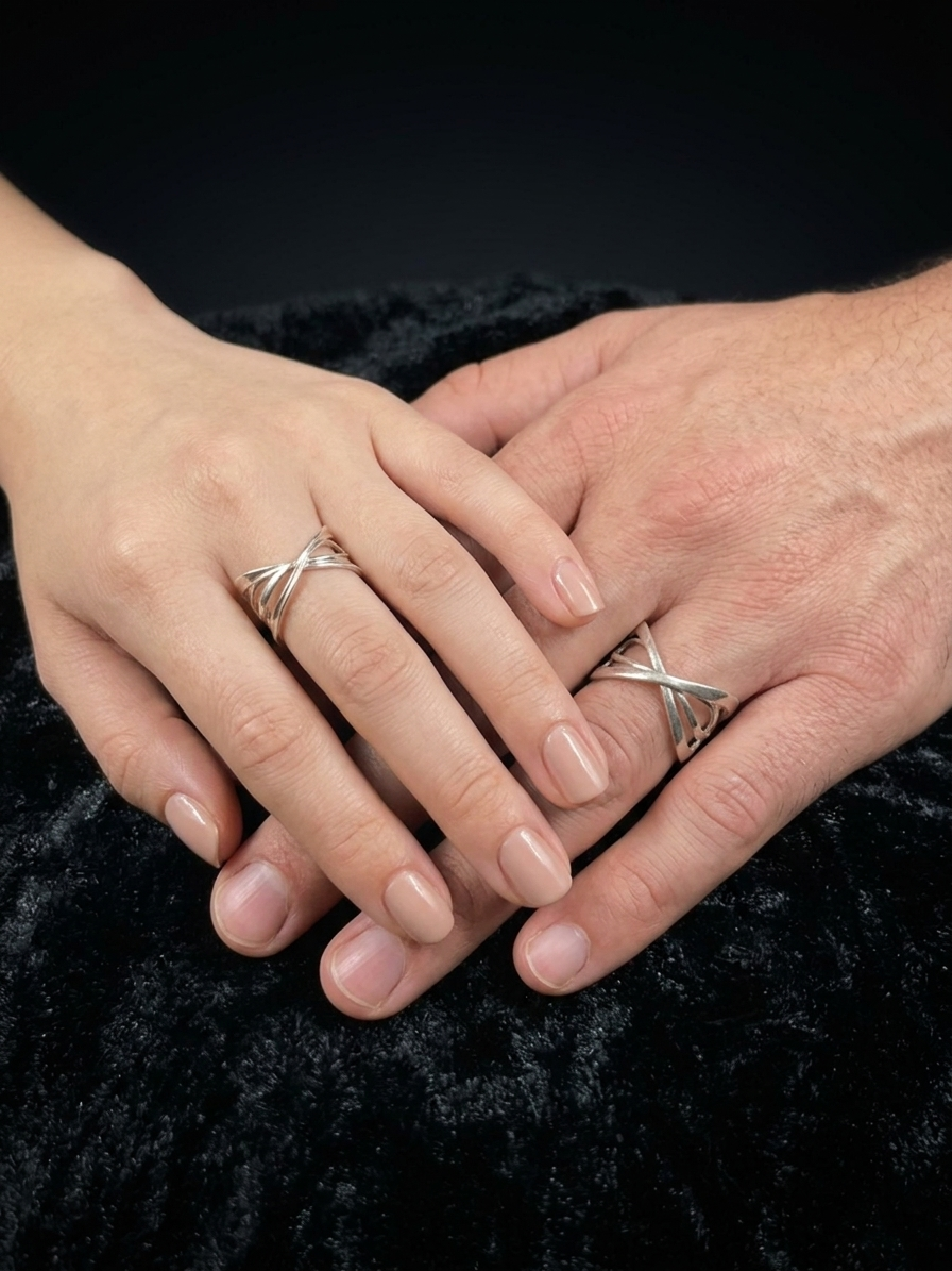 Parallel Journeys: The Destiny Ring Set — Sterling Silver Heritage