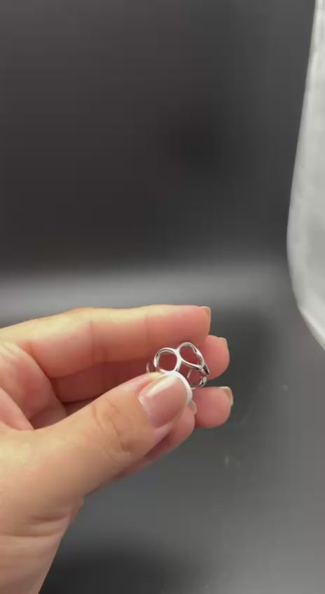 Video showing the Flowing Circle adjustable sterling silver ring worn on hand for scale and fit